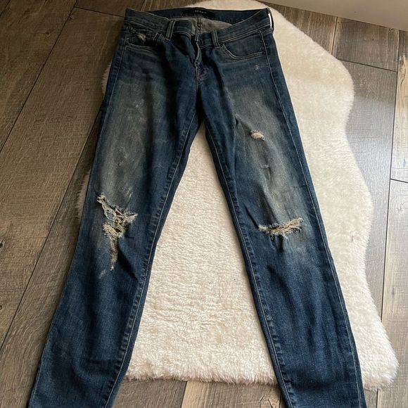 J Brand Cropped Distressed Mischief Skinny Jeans - Picture 1 of 7